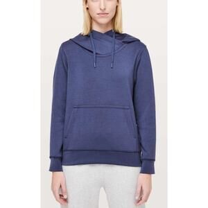 Lululemon Women's City Sleek Hoodie Overhead Sweater Blue Kangaroo Pocket Size 6